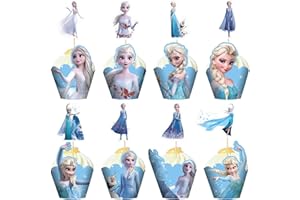 UdacA Cartoon Cake Topper, 48 Stück Prinzessin Tortendeko Cupcake Topper, Tortenaufleger Geburtstag für Kuchendekoration, Muffin Deko, Geburtstag Party