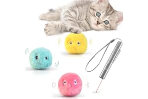 PUPPBUDD 3 Pezzi Gatto Palla con suoni di uccello, Giocattolo Giochi per Gatto con Erba Gatta, Palline Interattive per Gatti Peluche