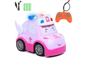 Yellcetoy Ferngesteuertes Auto Mädchen ab 2 3 Jahre, RC Spielzeugauto mit Batterien Blinkendes Licht Fernbedienung Spielzeug Geschenk für 2 3 4 5 + Jahre Rosa
