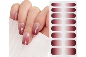 COLOFALLA 16pcs Pegatinas Uñas UV Gel Semicurado Nail Stickers Calcamonía Uñas Full Cover Decorativas Nail Art (granate)