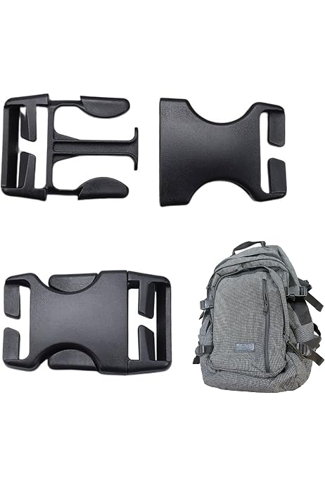 LABUYI 4 Pezzi Fibbia Zaino,Fibbia A Scatto,Zaino Fibbie In Plastica,Fibbie A Scatto Doppie,Fibbia Zaino Rapido Regolabili,Fibbia A Clip Per Zaino,per Cucito,Accessori,Borse(Nero,25mm - 6