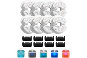 AONBOY Filtri Fontanella per Gatti, 8 Pezzi di Filtro a Carbone + 8 Pezzi di Filtro in Spugna, Filtro Fontana per Gatti in Plastica F2