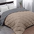 Make Bed Reversible Comforter 220 GSM Microfiber Reversible AC Comforter/Blanket for Winter/Quilt/Duvets for Queen Size Single Bed Comforter (60 * 90, Grey & Taupe)