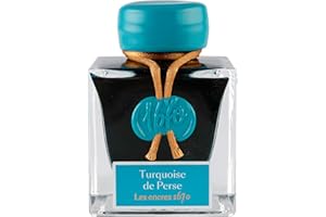 Jacques Herbin 15014JT - A bottle of 1670 gold glitter ink for fountain pen, rollerball, glass nib penholder. 50 ml, Turquoise de perse - Calligraphy - Writing