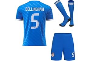 FRKN Trikot R. Madrid #5 Bellingham Maillot Domicile de Football 2025/2026 pour Enfants Nouvelle Saison, Shorts, Chaussettes, Tailles Jeune