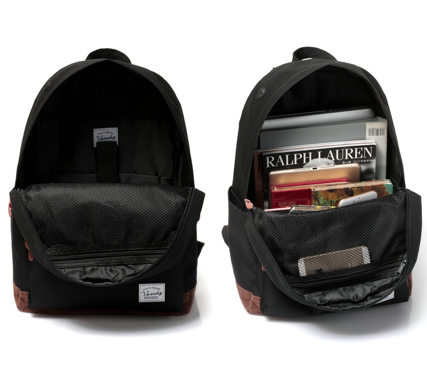 VASCHY School Backpack Unisex Classic Lightweight Water Resistant Rucksack for Travel, Work, Campus Fits 15.6-Inch Laptop - Image 4