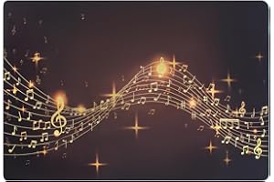 OUUTMEE Tappeto per batteria, motivo musicale, 182 x 122 cm