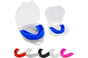 Hash Mouth Guard Gum Shield - Mouthguards for Adult Senior Junior Kids Youth Great for School Combat Sports Rugby Soccer Hockey Muay Thai MMA Boxing Martial Arts Basketball with Case(Age 13+Blue)