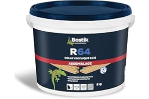 Bostik Colle Vinylique Bois R64 – Prise Lente – Colle d'Assemblage et de Placage – D4 Menuiseries Extérieures – Collage Extérieur & Humide – Seau de 5 kg