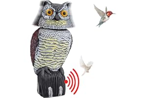 SkyFace Chouette Épouvantail, Hibou Effaroucheur Anti Pigeons Oiseaux Rongeurs Insectes Chouette, Statue de Hibou avec Tête Rotative Chouette Decorative pour Noel Jardin Exterieur Balcon