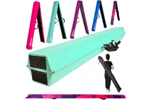 MARFULA 8 FT / 9 FT Folding Balance Beam Gymnastics Floor Beam - Extra Firm - Suede Cover - Anti Slip Bottom with Carry Bag for Kids/Adults Home