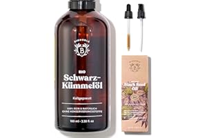 ‎BIONOBLE Bionoble Schwarzkümmelöl Bio 100ml - Glasflasche + Pipette + Pumpe - 100% Kaltgepresst + Ungefiltert - Gesicht, Körper, Haare - Ägyptisches Schwarzkümmel Öl - Vegan Organic Black Seed Oil