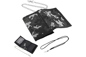 AUEIIKE Modello Camouflage Pieghevole Portafoglio, Portafoglio Camouflage per ragazzi, Mini Portafoglio sottile, Portafoglio Bambino Ragazzo con Catena(Verde Camouflage), Grigio Camouflage, 1, Casual