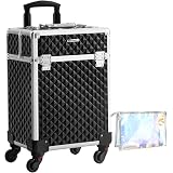 SONGMICS Maleta para Maquillaje, Maletín para Maquillaje, Ruedas del Tipo  Multidireccional Desmontables Dos Bandejas Cajones con Guías Asa  Telescópica Reforzada para Viaje Trabajo Negro JHZ08BK : Amazon.es: Equipaje