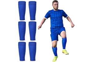 XNIVUIS 3 Paires Football Protège-Tibia Chaussettes, Noir Protège Tibias de Football, Manchons de Compression pour Adultes pour Athlète Débutant ou de Haut Niveau, Taille Unique (Bleu)