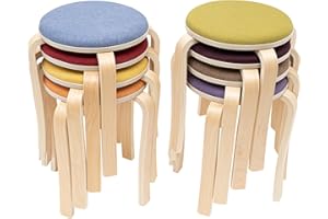 WANWANPER Stacking Stools, Set of 8 Upholstered Round Bar Stool, Bar Stools Kitchen Counter Stools, Dining stool, Dressing stool, for Living Room, Kitchen, Classroom, Bedroom, Parlor, Study Room, 41.5x31x43cm