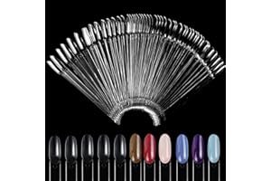 TPUBMITY 100 piezas Muestras de uñas, Transparente Uñas Falsa Muestras Mostrador Display, con anillo de metal, Exhibidor de Uñas Postizas Para Salón De Uñas, Oval