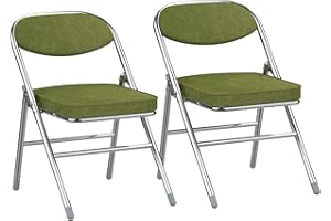 RCYNVIEW 2x Chaise Pliante Confortable en Velours Côtelé Chaises Pliantes Métal Chaise Pliable Avec Rembourrage Dossier Chaise Camping Pliante Chaises de Salle à Manger Chaises de Jardin Cuisine Vert Militaire