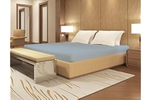 BANZAII TEXTILE INNOVATOR ONLINE Banzaii Lenzuolo sotto con Angoli con Elastico Matrimoniale 100% Puro Cotone Alta Qualità Made in Italy per Materassi 160/170 cm x 190/200 cm, altezza fino a 30 cm Azzurro