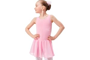 tanzmuster Ballettkleid Mädchen ärmellos - Minnie - EU Gr. 92-170 - weiche Baumwolle - Chiffonröckchen - Ballett Trikot für Kinder