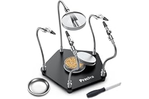 Third Hand Soldering Tool, Preciva Magnetic Helping Hands for Assembly, 4 Flexible Welding Auxiliary Alligator Clamps and Magnifying Glass, Clamp Toolkit with Sturdy Base for Repair