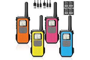 AWANFI Walkie Talkies for Adults Kids, 4 Pack Rechargeable Walkie Talkies with 1200mAh Battery, Long Range 16 Channels Radios, Walky Talky with USB-C Cable, VOX-Hands free for Outdoor Camping Hiking