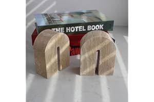 NAWGNAIL Buchstützen aus natürlichem Travertin, dekorativ, robuste Buchstützen für Regale, solide Marmor-Buchstützen für Regale, dekorativ