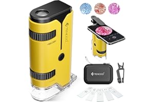 TENCCO 100x-250x Mini Pocket Microscope for Kids Adults, Protable Handheld Microscope, Miniscope Portable for Kids Adults Science Lab Education, Yellow
