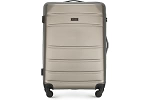 WITTCHEN GLOBE LINE Medium resväska Lätt bagage | Resväska | Hårt bagage ABS Nummerlås Teleskophandtag | 4 länkhjul Storlek M | Champagne SAS/Ryanair/Norwegian/Wizz Air/BRA/Sunclass Airliness