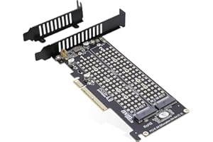 RIITOP Adaptateur Dual NVMe vers PCIe X8 X16, 2 x 32 Gbps Full Speed, M Key M.2 SSD Reader (bifurcation PCIE nécessaire)