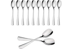 H HANSEL HOME 12 Cucchiai per Gelato Alto Lucido in Acciaio Inossidabile 14,5 x 3 cm