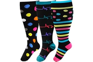 PUTUO Calze a Compressione Graduata da Uomo: Calzini a Compressione Gambaletti Donna Calze Contenitivi Taglie Forti per Corsa Viaggi Gravidanza Viaggi in Aereo 3 Paia