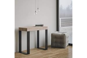 Itamoby Consolle allungabile Tecno Small Rovere Natura & Antracite L.90 x H.77 x P.40 (allungabile Fino a 196 cm)