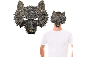 HONMOK Máscara de Hombre Lobo para Carnaval Máscara De Lobo 3D Máscara de media cara de mascarada realista Werewolf maquillaje Disfraz lobo adulto Cosplay feroz Fiesta Accesorios Props