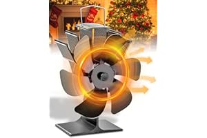 KAEFUYS Ventilatore per Stufa a Legna 6 Pale, Ventola da Caminod Silenzioso Alimentato Calore, Ventola Stufa Distribuzione Efficiente del Calore, Ventilatore per Camino per Bruciatore di Tronchi Stufa