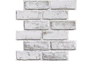 COMSTICKC Paneles de Pared 3D Autoadhesivos Ladrillo Encalar, 10 Piezas, 30 x 30 cm, Autoadhesivos PVC 3D Decorativo Panel de Pared de Ladrillo para Salón Oficina Cocina Decoración de pared interior