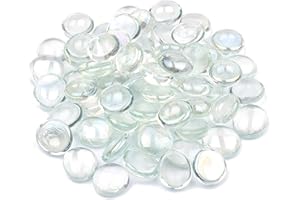 ARSUK Glass Pebbles Decorative Stones Beads Nuggets Gems Mosaic Tiles for Vases Craft Garden Bowls Fish Tank (180 pcs Clear)