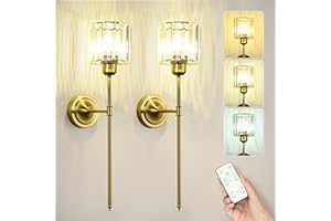 JACKYLED Wireless Wall Lights with Remote and Timer, 5400mAh Large Battery Operated, 3 Colour Temperatures 3000K/4500K/6000K, Dimmable LED Wall Lights, No Wires Magnetic Installation, 2-Pack