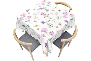 Morbuy Tovaglia per Tavolo Quadrato, Motivo Floreale Tovaglie Impermeabile Idrorepellente Antimacchia Copritavolo Lavabile per Decorative Cucina Giardino Compleanno (200x200cm,Ape gialla)