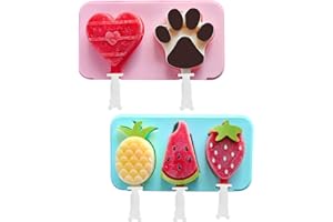 Lamapee Ice Lolly Moulds Silicone, Set of 2 BPA Free Ice Lolly Moulds for Children, with 2 Lids