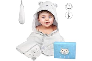 BelleStyle Accappatoio Neonato, Asciugamano con Cappuccio per Bambini, Extra Large Telo da Bagno, 100% Bambù Organico Cotone Soffice, Assorbente e Traspirante, Regalo Perfetto per Bambini e Ragazzi