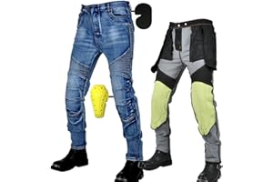 SHUOJIA Motorradhose Herren, Motorrad Jeans Damen Aus Aramidfaser, Unisex Motorrad Schutzhose Hose Mit Protektoren