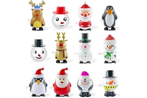 OURDORT 12 Stücke Aufziehspielzeug Rentier Pinguin Schneemann Weihnachtsmann,Weihnachten Deko Figuren Uhrwerk Spielzeug,Aufziehfigur Weihnachten Deko,Wind up Spielzeug Set,Spielzeug zum Aufziehen für Kinder
