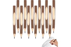 TIKPLUS Wald Holzstifte, 12 Stück Zweig Bleistift Kinder, Holzbleistifte Mitgebsel, Holzfällerlook Kurze Stifte, Holzstifte Personalisiert, Bleistift Baum Dick für Kindergeburtstag Partygeschenk Schulbedarf