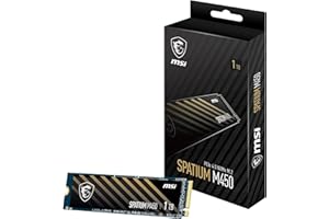 MSI Spatium M450 SSD 1TB PCIe 4.0 NVMe M.2 V1 Unidad de Estado sólido Interna, 3400MB/s de Lectura y 2400MB/s de Escritura, 3D NAND, Seguridad de Datos integrada, Center