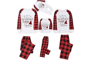 pvucpot Familie Schlafanzug Cartoon Hirsch Pyjama Weihnachten Baby Kinder Mama Papa Xmas Hausanzug Partnerlook Herren