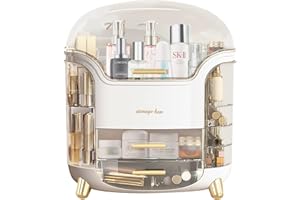Suyoo Makeup Organiser Storage Box - Cosmetics, Skincare and Beauty Case with Clear Lid Display and Drawers for Dresser & Bathroom, Dust-Proof Waterproof