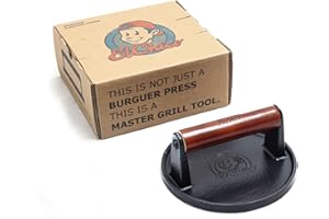 ELCHICO Prensa para Hamburguesas de Hierro Fundido - Ideal para Smash Burger y ser el Masterchef de la Barbacoa