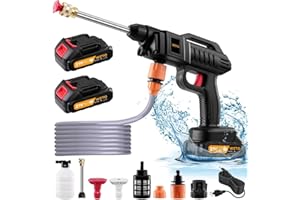 WOWSPEED 1500W Cordless Pressure Washer, 21V Handheld Washer Kit, High Pressure Washers for Car Fence Floor Gardening Cleaning, Cordless Power Washer with 2 Nozzles, 16.5ft Hose, 2 Rechargeable Batteries