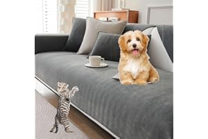 SANTUO Sofaschoner rutschfest, Sofa überzug Sofabezug L Form Eckcouch, Waschmaschinenfest Couchbezug Decke Sofadecke Sofaschutz Hund Katze Kratzschutz,Gray2-90x240cm